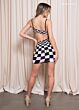Rachel Allan 40428 Checkered Sequin Cutout Dress