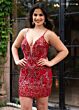 Rachel Allan 40471 Plunging Neckline Embellished Dress
