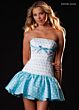 Rachel Allan 40679 Drop Waist Two-Tone Polka Dot Dress