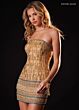 Rachel Allan 40743 Fringe Scarf Embellished Strapless Dress