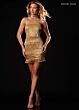 Rachel Allan 40778C Choker Drape Strapless Fringe Dress