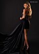 Rachel Allan 40803 Side Tail Draped Skirt Strapless Dress