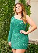 Rachel Allan 40181 One Sleeve Embellished Dress