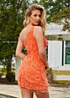 Rachel Allan 40203 Feather Skirt One Shoulder Dress
