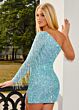 Rachel Allan 40212 Fringe Slit One Sleeve Dress