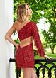 Rachel Allan 40219 Fringe Sequin One Sleeve Dress