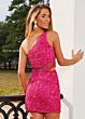 Rachel Allan 40231 Fringe Cutout One Shoulder Dress