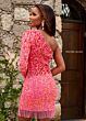 Rachel Allan 40244 Fringe Hem One Sleeve Dress