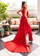 Rachel Allan 50387 One Shoulder Side Train Jumpsuit