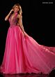Rachel Allan 50420 Beaded Bodice Plunging Choker Neck Dress