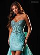 Rachel Allan 50436 Fringe Skirt Beaded Strapless Dress