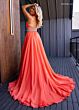 Rachel Allan 50294 Beaded Waist High Slit Cross Halter Dress