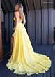 Rachel Allan 50294 Beaded Waist High Slit Cross Halter Dress