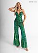 Rachel Allan 50391 Choker Cape Sequined Jumpsuit