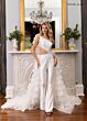 Rachel Allan 50395 Cold-Shoulder Ruffle Sleeve Overskirt Jumpsuit