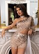 Rachel Allan 50397 Choker Cape Asymmetric Bell Sleeve Romper