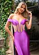 Rachel Allan 70686 Off-The-Shoulder Sheer Bodice Dress