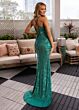 Rachel Allan 70908 Slit Skirt Sequin Dress