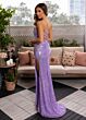Rachel Allan 70908 Slit Skirt Sequin Dress