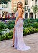 Rachel Allan 70002 Scallop Scoop Neck High Slit Dress