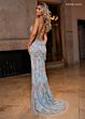 Rachel Allan 70002 Scallop Scoop Neck High Slit Dress