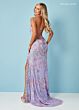 Rachel Allan 70002 Scallop Scoop Neck High Slit Dress