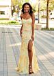 Rachel Allan 70002 Scallop Scoop Neck High Slit Dress