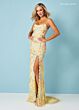 Rachel Allan 70002 Scallop Scoop Neck High Slit Dress