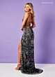 Rachel Allan 70002 Scallop Scoop Neck High Slit Dress