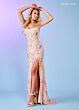 Rachel Allan 70002 Scallop Scoop Neck High Slit Dress