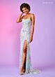 Rachel Allan 70002 Scallop Scoop Neck High Slit Dress