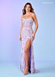 Rachel Allan 70002 Scallop Scoop Neck High Slit Dress