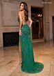Rachel Allan 70002 Scallop Scoop Neck High Slit Dress