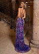 Rachel Allan 70002 Scallop Scoop Neck High Slit Dress