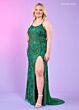 Rachel Allan 70002 Scallop Scoop Neck High Slit Dress