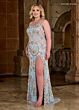 Rachel Allan 70002 Scallop Scoop Neck High Slit Dress