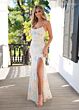 Rachel Allan 70002 Scallop Scoop Neck High Slit Dress