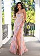 Rachel Allan 70002 Scallop Scoop Neck High Slit Dress