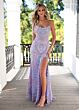 Rachel Allan 70002 Scallop Scoop Neck High Slit Dress
