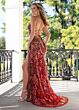 Rachel Allan 70002 Scallop Scoop Neck High Slit Dress
