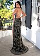 Rachel Allan 70002 Scallop Scoop Neck High Slit Dress