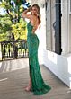 Rachel Allan 70002 Scallop Scoop Neck High Slit Dress