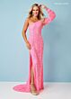 Rachel Allan 70171 One-Shoulder Bishop Sleeve Dress