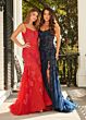 Rachel Allan 70275 Spaghetti Strap Illusion Side Dress
