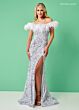 Rachel Allan 70280 Off-The-Shoulder Neck Feather Dress