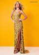 Rachel Allan 70286 Beaded Fringe Scoop Neck Dress