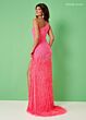 Rachel Allan 70287 One-Shoulder Feather Skirt Dress