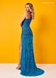 Rachel Allan 70287 One-Shoulder Feather Skirt Dress