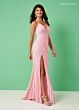 Rachel Allan 70295 Off-The-Shoulder Feather Strap Halter Neck Dress