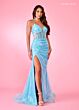 Rachel Allan 70307 Beaded Spaghetti Strap Drape Skirt Dress